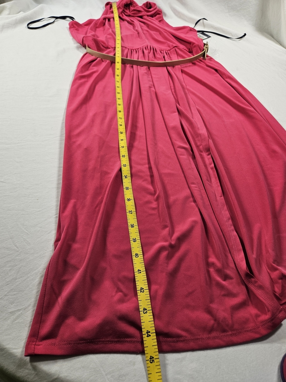 NWT Size 14 Tommy Hilfiger Twisted Halter Midi Dress in Magenta with Gold Belt - Picture 13 of 14